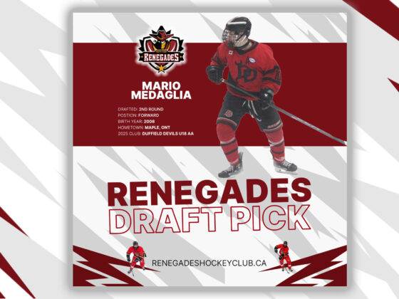 YOUR Renegades selected former Duffield Devils forward Mario Medaglia in the second round of the 2026 GMHL Draft.
